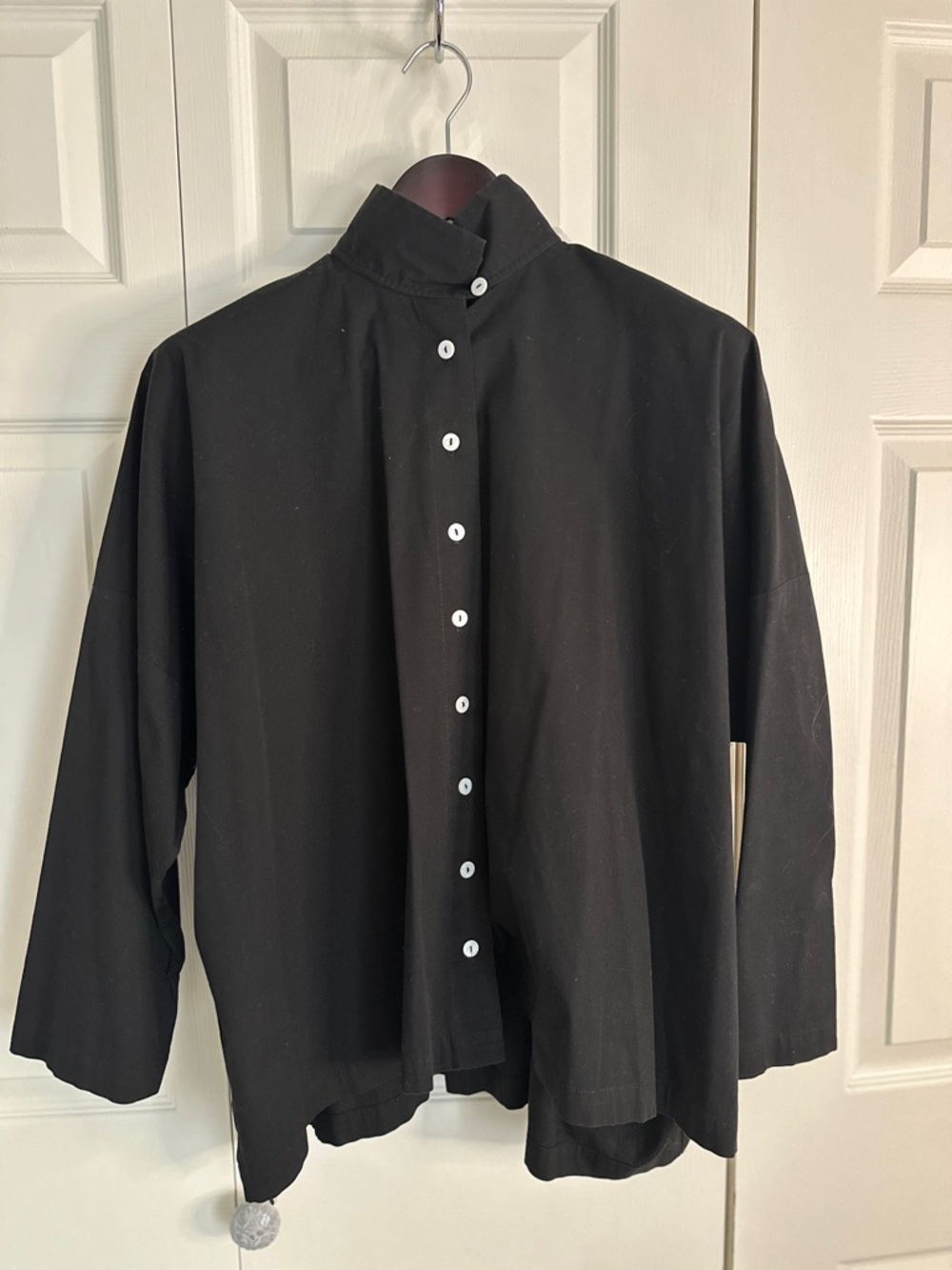 STAPLES USA Black Tunic Avant Garde Draped Oversized Minimalist Top M Lagenlook